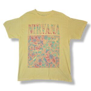 NWOT Nirvana Floral Smiley Face Graphic Band Tee